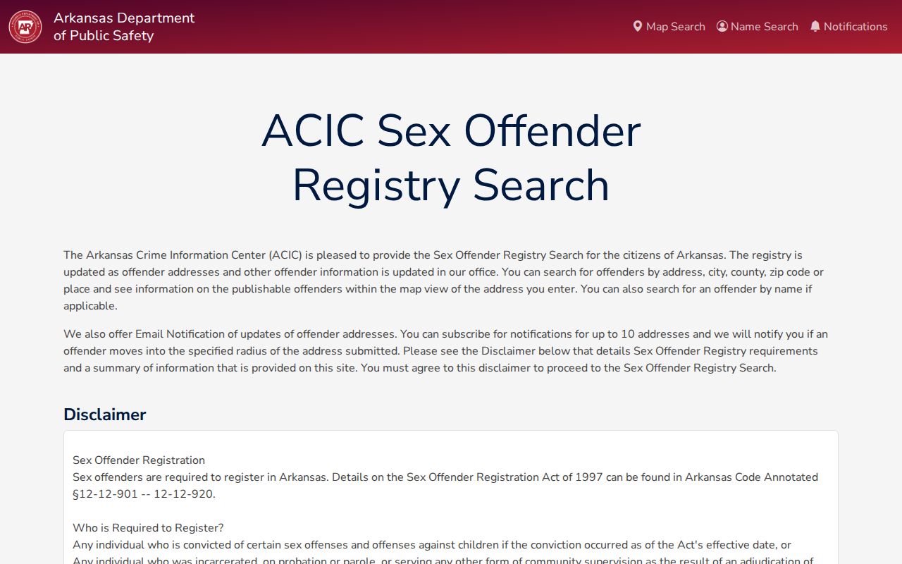 Hot Springs resident lookup through Arkansas official offender search