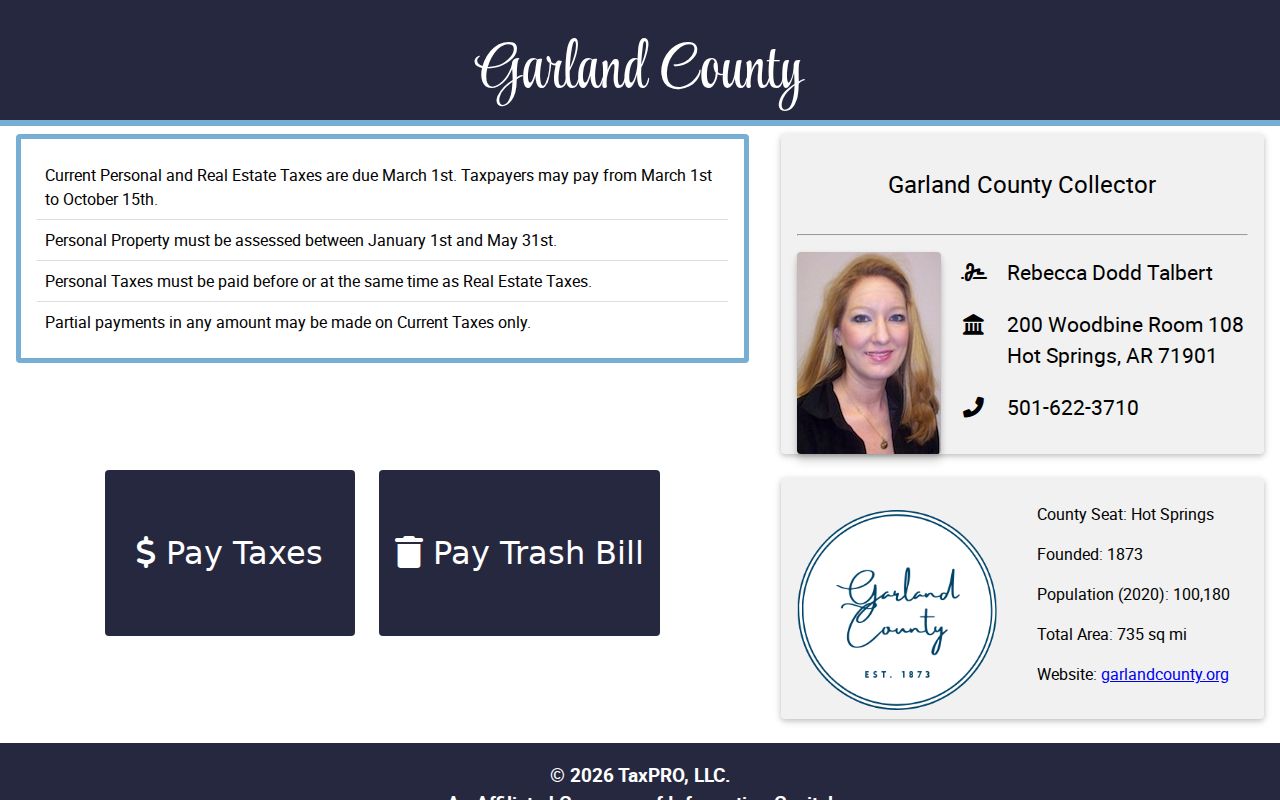 Hot Springs street directory Garland property tax search
